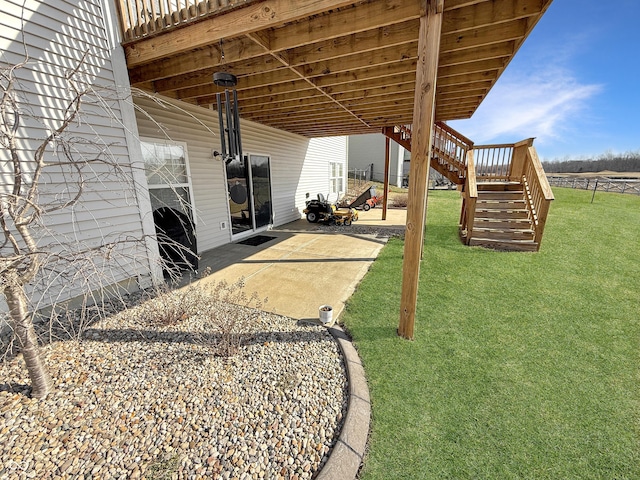 view of patio featuring stairway