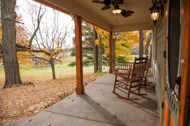 view of patio / terrace featuring a ceiling fan