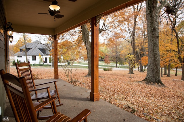 view of patio / terrace with a ceiling fan