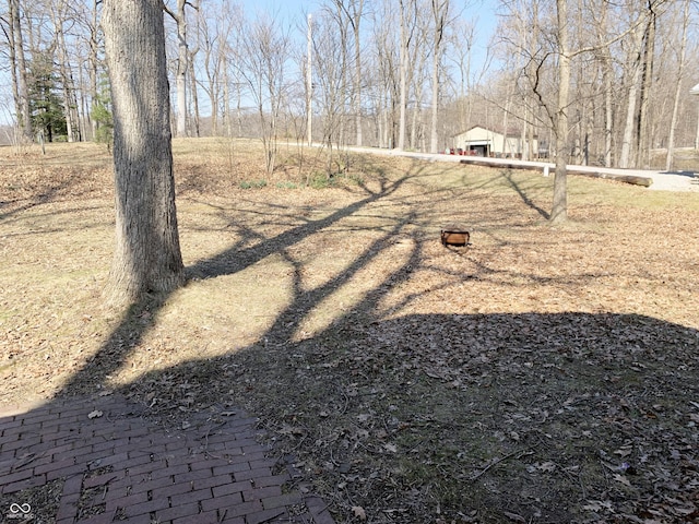 view of yard featuring a garage