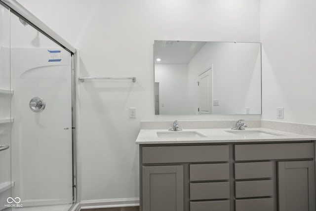 10126 Camp Creek Way, Indianapolis, IN 46229 - bathroom with a stall shower and double vanity