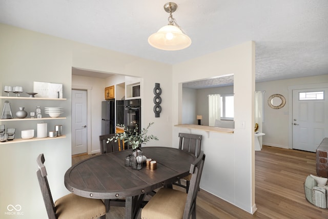 dining room with baseboards and wood finished floors