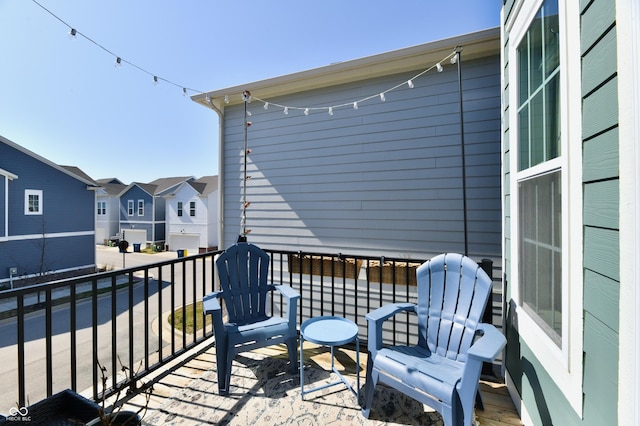 deck with a residential view