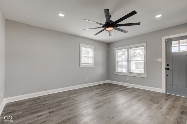301 Villa Ave, Indianapolis, IN 46201 - entryway featuring recessed lighting, wood finished floors, baseboards, and ceiling fan