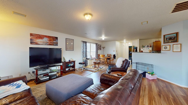 7853 Wildwood Farms Ln, Indianapolis, IN 46239 - living area featuring wood finished floors and a textured ceiling