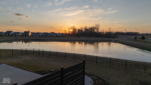 property view of water with fence