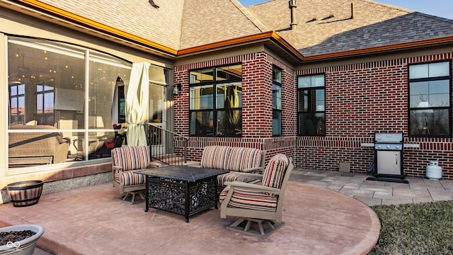 view of patio featuring area for grilling and an outdoor living space