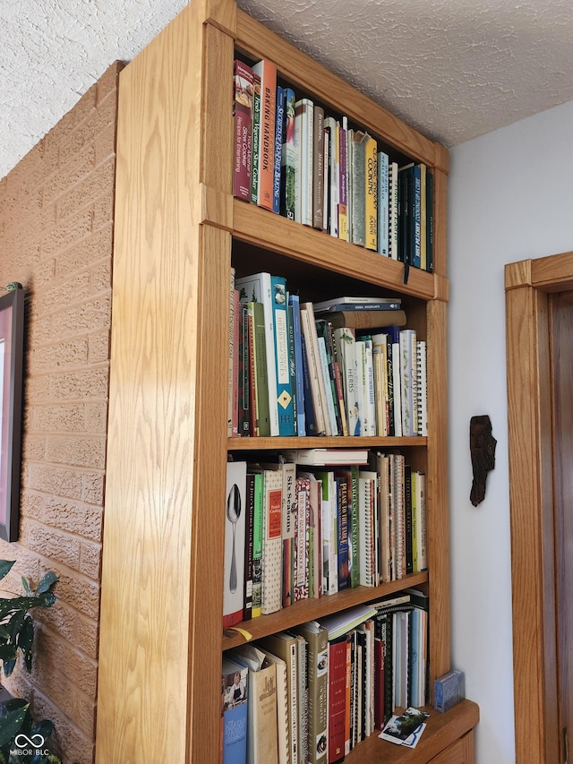 interior details with a textured ceiling