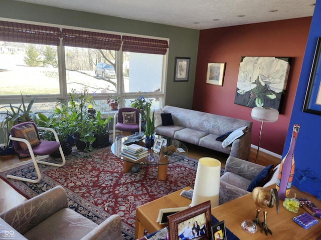 living area featuring wood finished floors