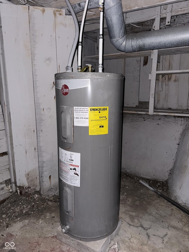 utility room featuring water heater