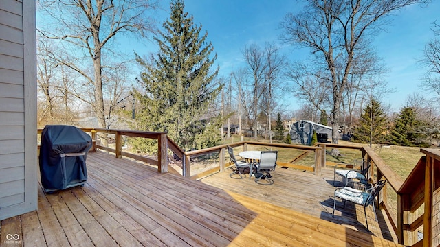 deck featuring grilling area