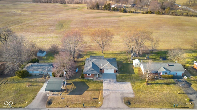 drone / aerial view with a rural view