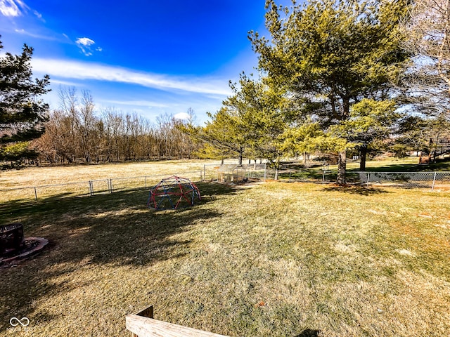 view of yard featuring fence