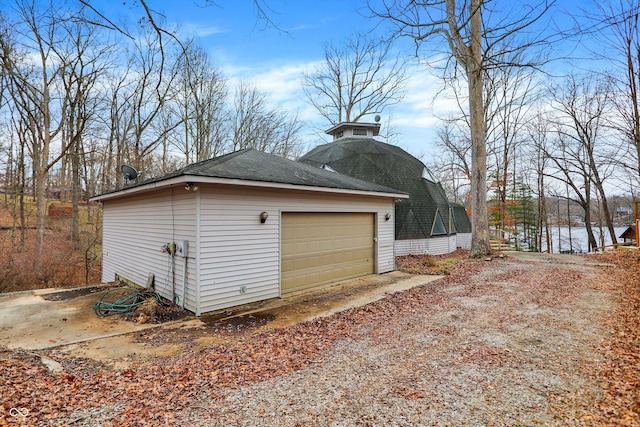 view of detached garage