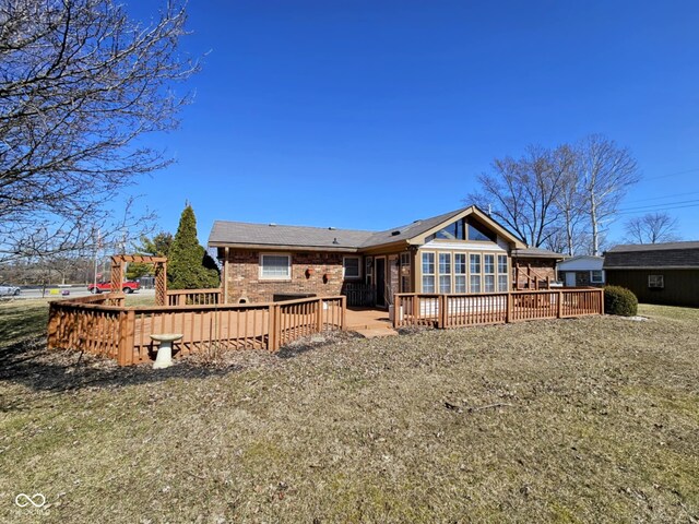 4109 E Epler Ave, Indianapolis, IN 46237 - rear view of property with brick siding and a wooden deck