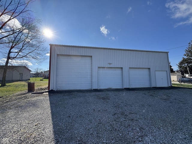 view of detached garage