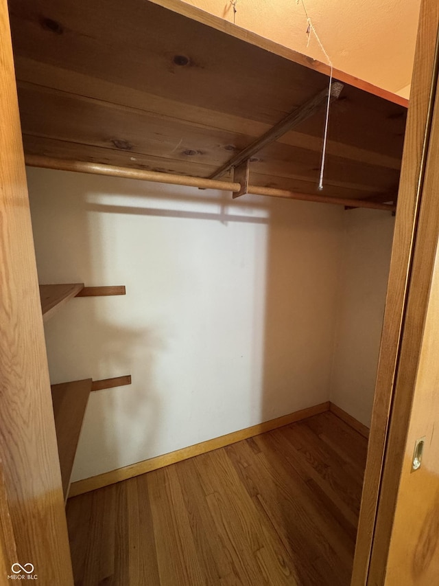 walk in closet featuring wood finished floors