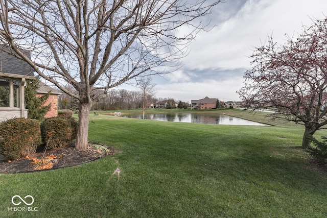 view of yard featuring a water view