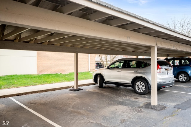 view of covered parking lot