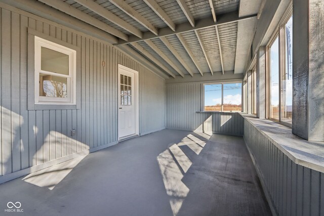 view of unfurnished sunroom