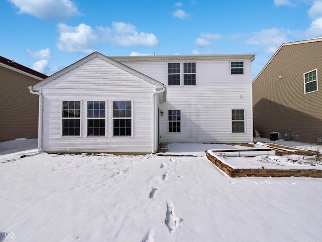 view of snow covered property