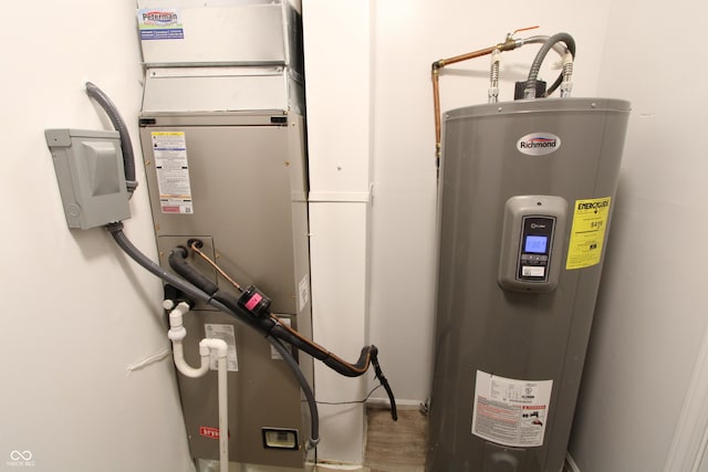 utility room with electric water heater