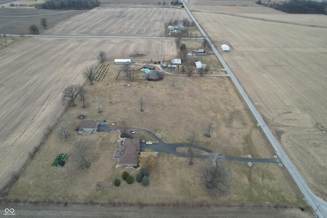 drone / aerial view with a rural view