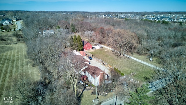 aerial view featuring a forest view