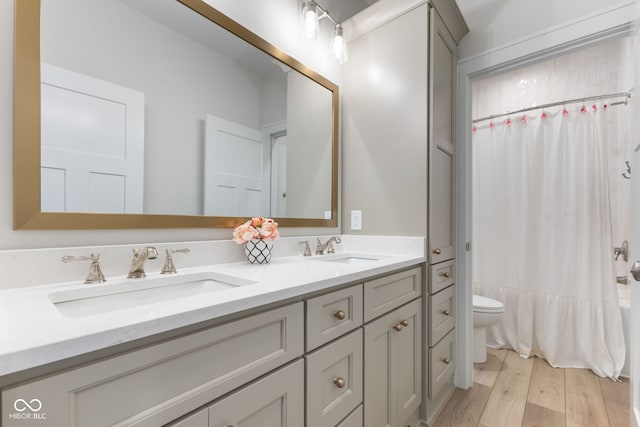 5189 Abbeygate Blvd, Bargersville, IN 46106 - full bath with double vanity, toilet, wood finished floors, and a sink