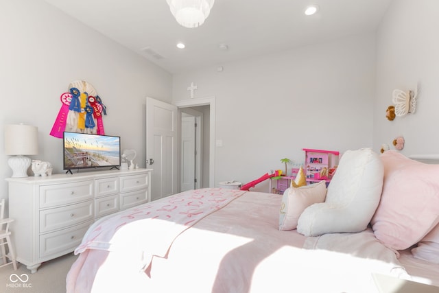 5189 Abbeygate Blvd, Bargersville, IN 46106 - bedroom with recessed lighting, visible vents, and light carpet