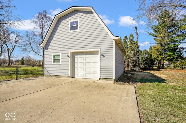 1310 Bowman Dr, Greenfield, IN 46140 - view of property exterior featuring fence, a gambrel roof, driveway, and a lawn
