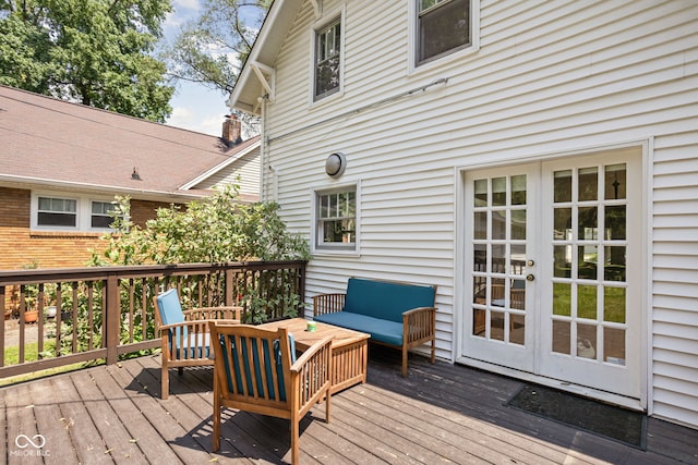5426 Broadway St, Indianapolis, IN 46220 - wooden terrace with outdoor lounge area and french doors
