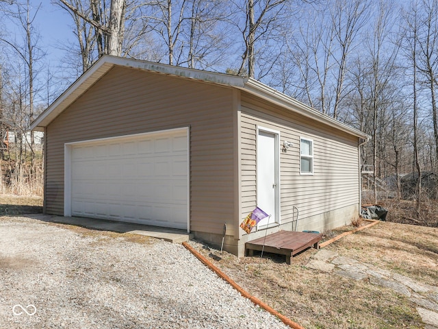 view of detached garage