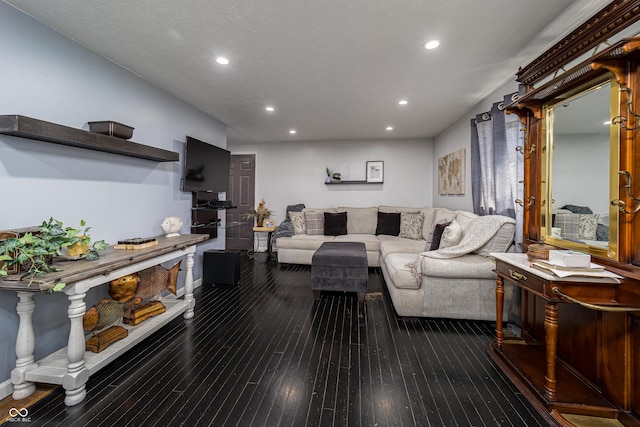 living area featuring recessed lighting and wood finished floors