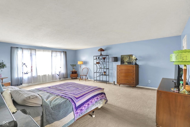 bedroom with baseboards and carpet floors