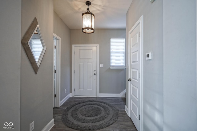 entrance foyer with baseboards and dark wood-type flooring