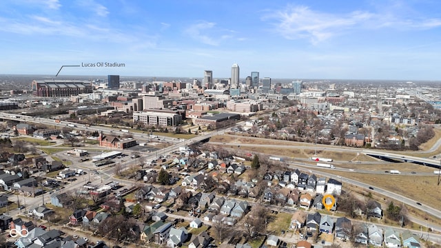 bird's eye view with a city view