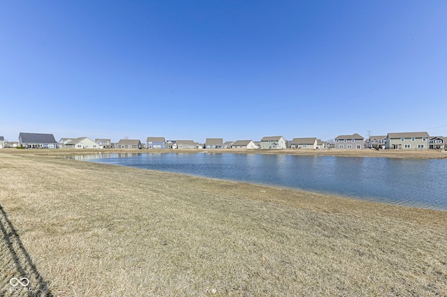 view of water feature with a residential view