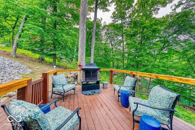 8205 Bass Dr, Nineveh, IN 46164 - wooden terrace featuring a fireplace