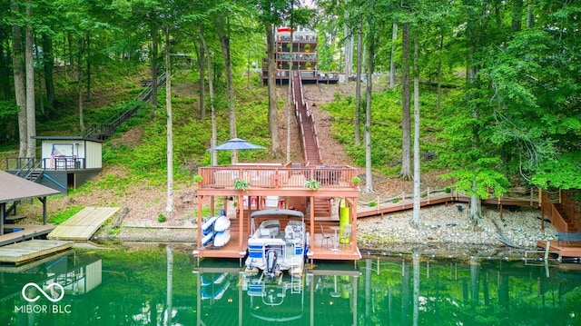 8205 Bass Dr, Nineveh, IN 46164 - dock with a wooden deck and stairs