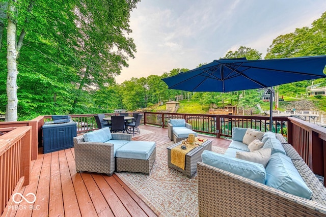 8205 Bass Dr, Nineveh, IN 46164 - deck featuring an outdoor living space and outdoor dining area