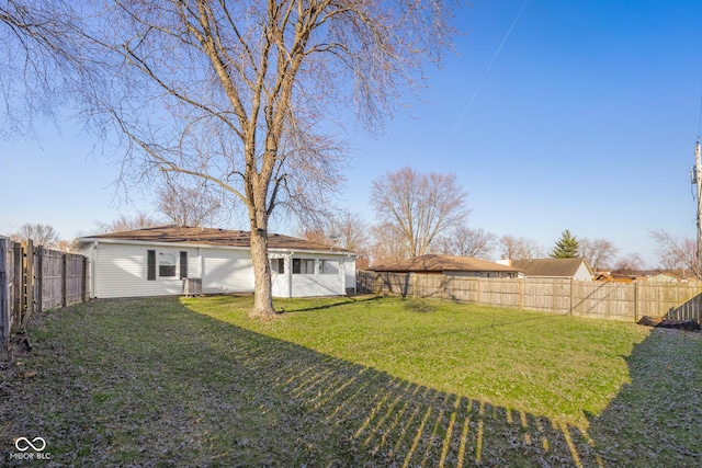 view of yard featuring a fenced backyard