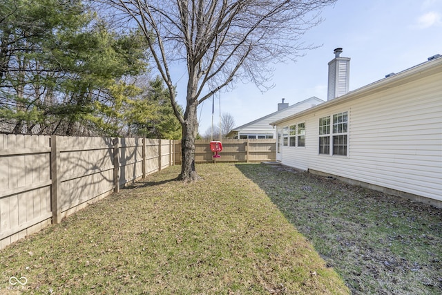 view of yard featuring a fenced backyard