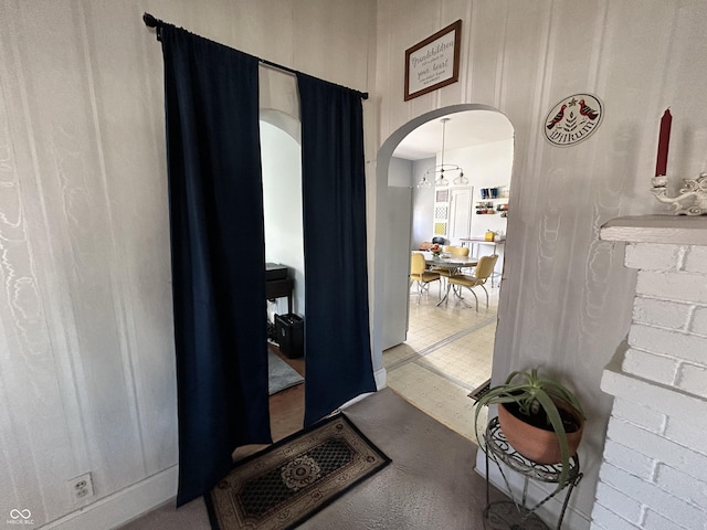 interior space featuring arched walkways