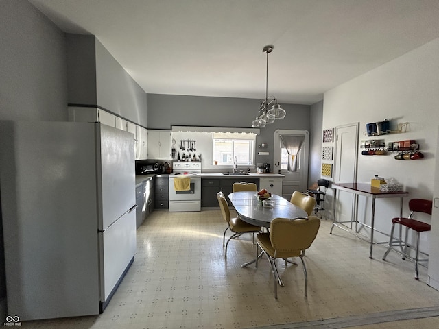 dining space with light floors