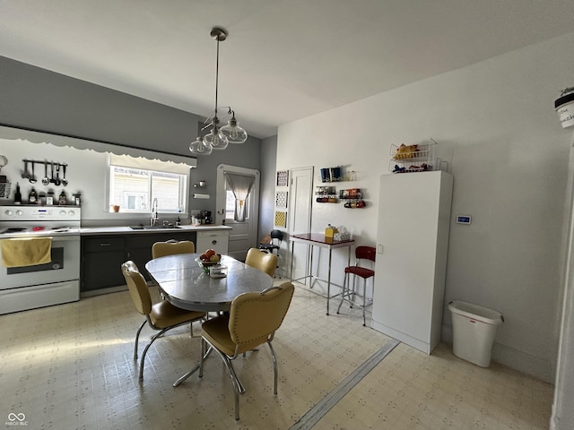 dining area with light floors