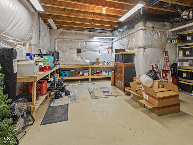 view of unfinished basement