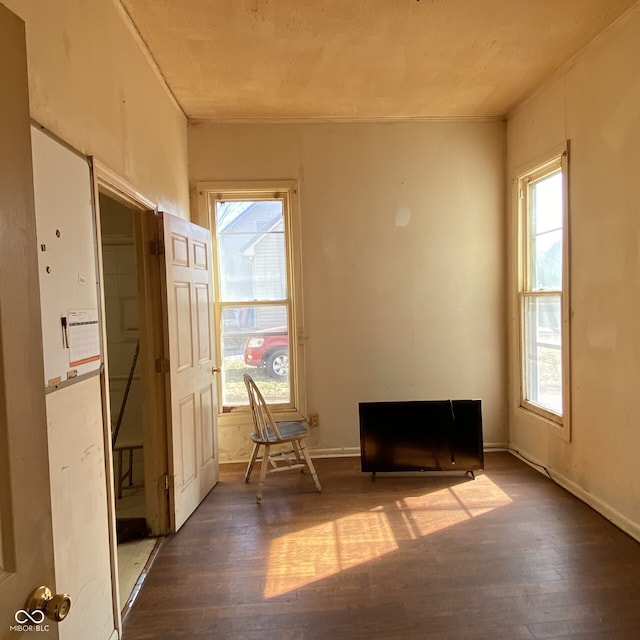 interior space with hardwood / wood-style floors and baseboards