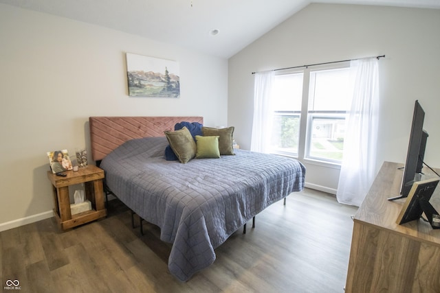 12145 Bubbling Brook Dr Unit 600, Fishers, IN 46038 - bedroom with wood finished floors, vaulted ceiling, and baseboards