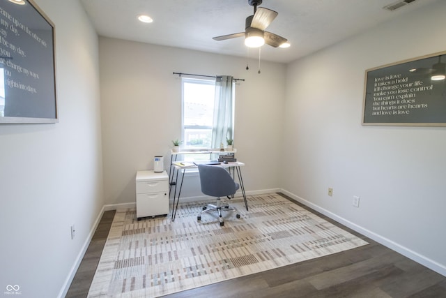 12145 Bubbling Brook Dr Unit 600, Fishers, IN 46038 - office space featuring wood finished floors, ceiling fan, baseboards, and recessed lighting
